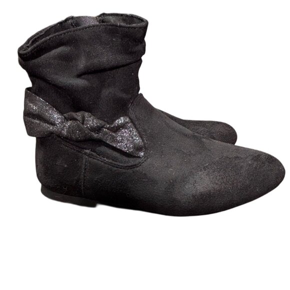 Wonder Nation Girls Black Slouch Boots With Side Zipper & Bow Size 13 - Picture 2 of 7